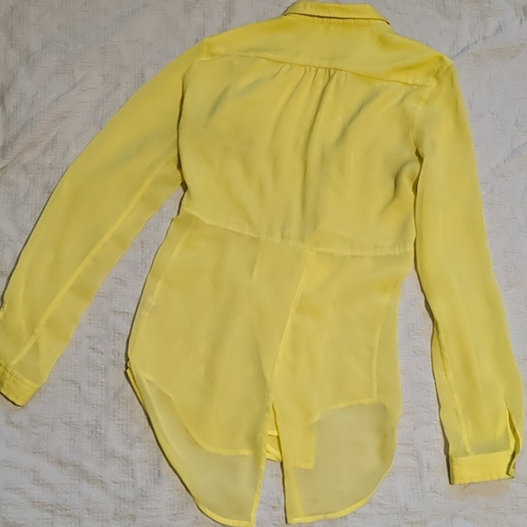 Free People Yellow Sheer Button-down Top S - Picture 3 of 3